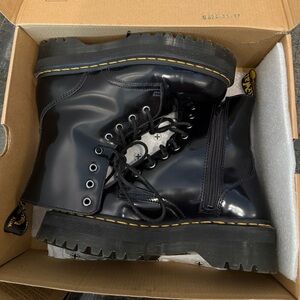 Dr. Martens Jadon Black Boots Polished Smooth Quad Retro 15265001 Unisex